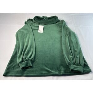 Kim Rogers XL Green Velour Cowl Neck Top Soft Stretch Cozy Luxe Comfort